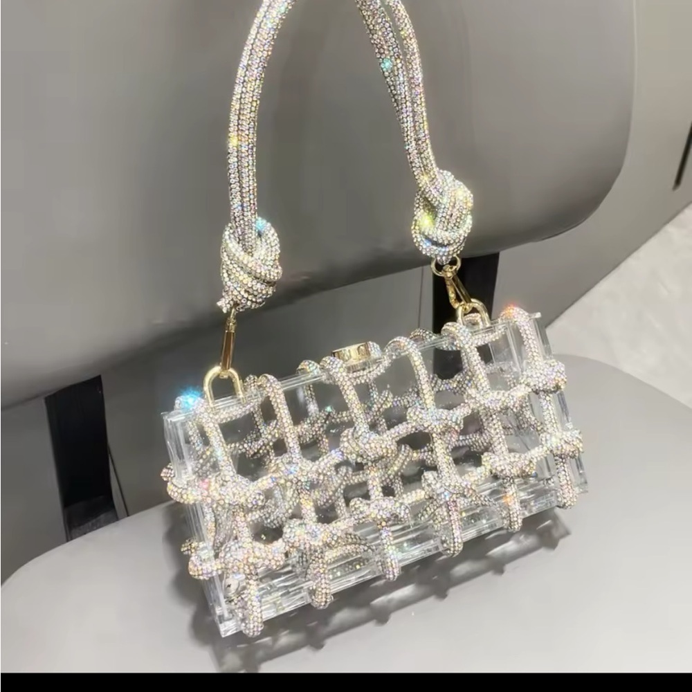 Gold and Silver Transparent Clutch with Industrial Design - Picture 2 of 7